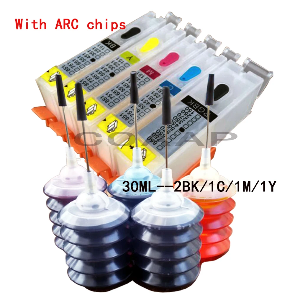 5 pack Refillable 650 651 ink cartridge canon pgi650 cli651 set with ARC chips +150ML Dye inks
5 pack Refillable 650 651 ink cartridge canon pgi650 cli651 set with ARC chips +150ML Dye inks