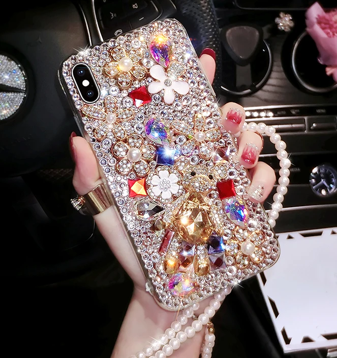 Luxury Shiny Diamond Bear Phone Case For Samsung galaxy S10 Lite S10E S9 S8 Plus S7 S6 edge plus Flowers Pearl Strap Cover Cases
Luxury Shiny Diamond Bear Phone Case For Samsung galaxy S10 Lite S10E S9 S8 Plus S7 S6 edge plus Flowers Pearl Strap Cover Cases
