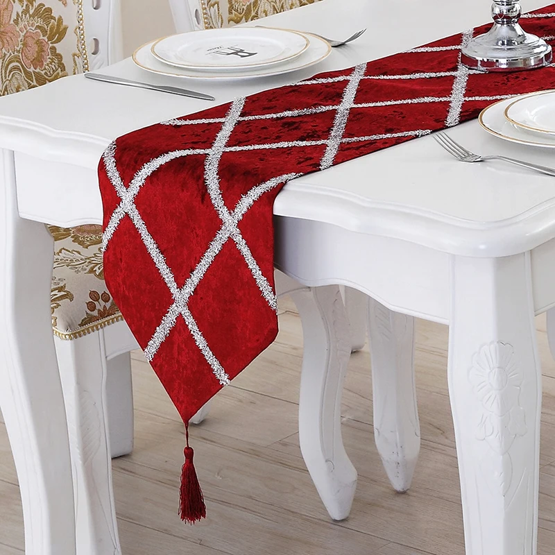 TUEDIO Luxury Table Runner Retro Lattice Suede Table Runner With Tassel For Wedding 28x210cm Piano Cover Red Blue Table Runners
TUEDIO Luxury Table Runner Retro Lattice Suede Table Runner With Tassel For Wedding 28x210cm Piano Cover Red Blue Table Runners