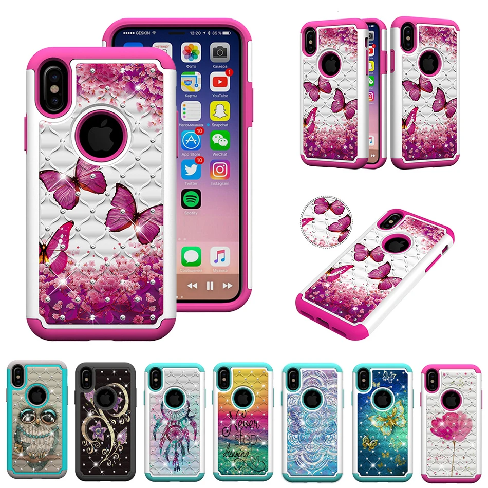 Bling Rhineston Silicone PC Phone Case For iPhone X XS Max Cases For iPhone 6 6s 7 8 Plus XR XS Pattern TPU Cover C21
Bling Rhineston Silicone PC Phone Case For iPhone X XS Max Cases For iPhone 6 6s 7 8 Plus XR XS Pattern TPU Cover C21