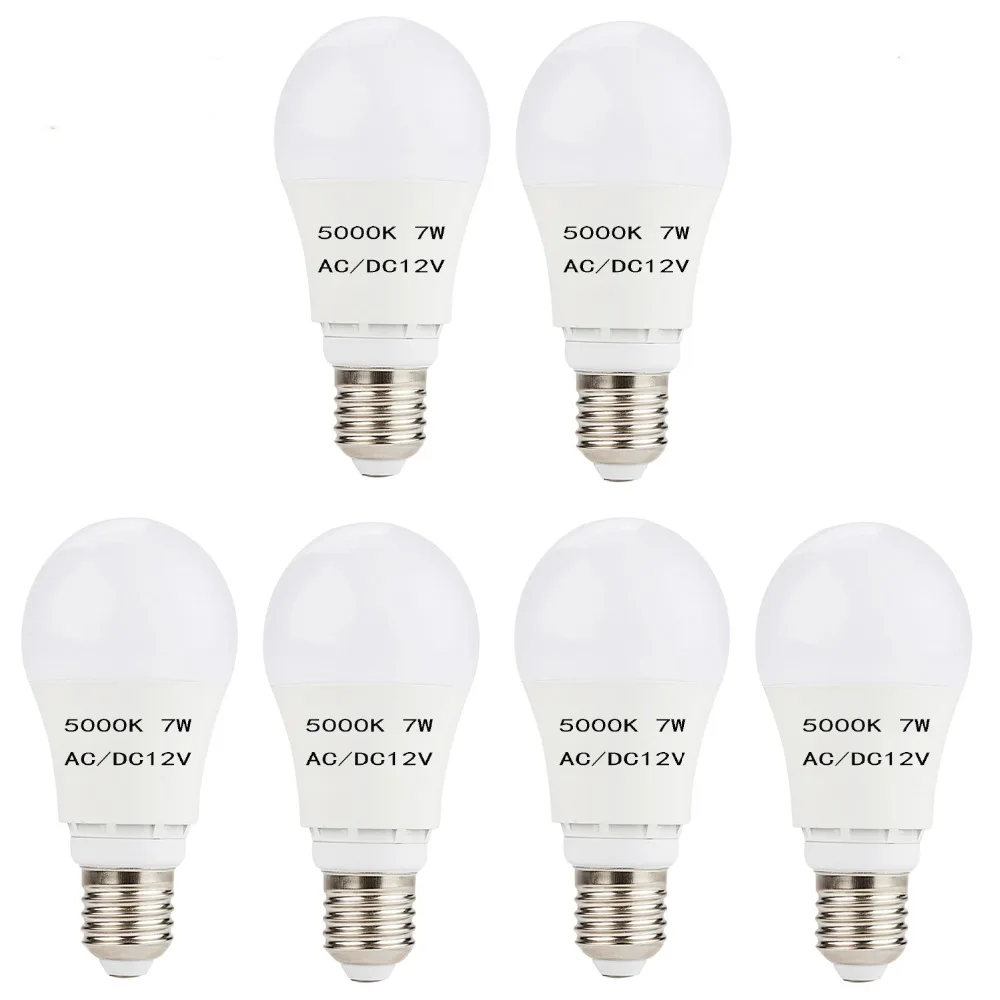 A19 LED Bulb Daylight Light, 60Watt Bulbs Equivalent(7W LED), 5000K White Light Bulb E26 Base, DC 12V Not Dimmable Home Lighting
A19 LED Bulb Daylight Light, 60Watt Bulbs Equivalent(7W LED), 5000K White Light Bulb E26 Base, DC 12V Not Dimmable Home Lighting