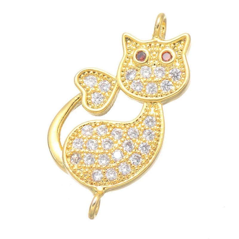 Handmade Fashion Lovely Cat Jewelry Fittings Copper Micro Pave Zircon Charms Connector Pendant of Necklace Bracelet DIY Making
Handmade Fashion Lovely Cat Jewelry Fittings Copper Micro Pave Zircon Charms Connector Pendant of Necklace Bracelet DIY Making