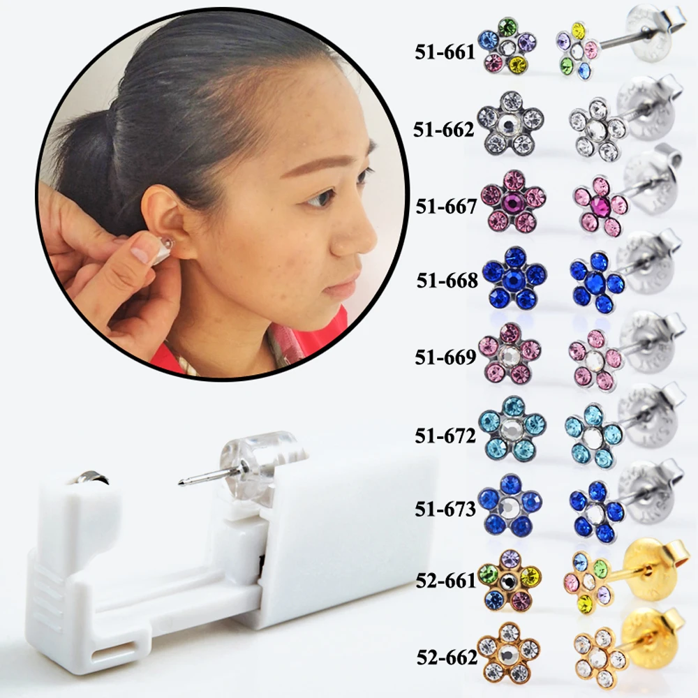 1Unit Safety Sterlised Disposable NO PAIN Piercing Device Machine Tools Easy USE Ear Piercer With Zircon Flower Design Jewelry
1Unit Safety Sterlised Disposable NO PAIN Piercing Device Machine Tools Easy USE Ear Piercer With Zircon Flower Design Jewelry