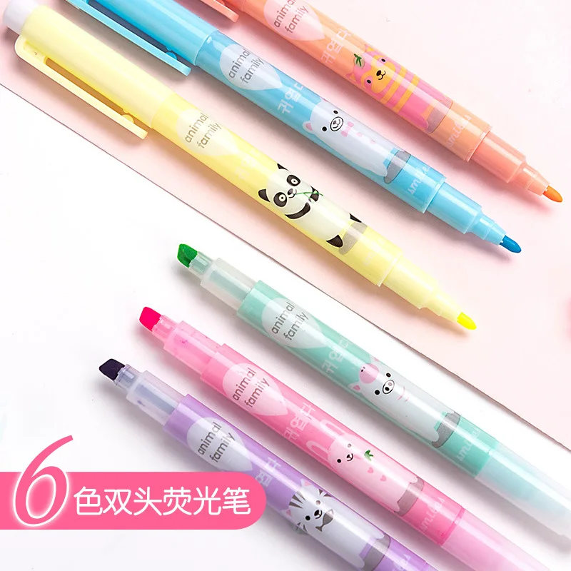 6 pcs/pack Colorful Double Head Highlighters Art Markers Fluorescent Color Pen Fine Liner School Office Stationery
6 pcs/pack Colorful Double Head Highlighters Art Markers Fluorescent Color Pen Fine Liner School Office Stationery