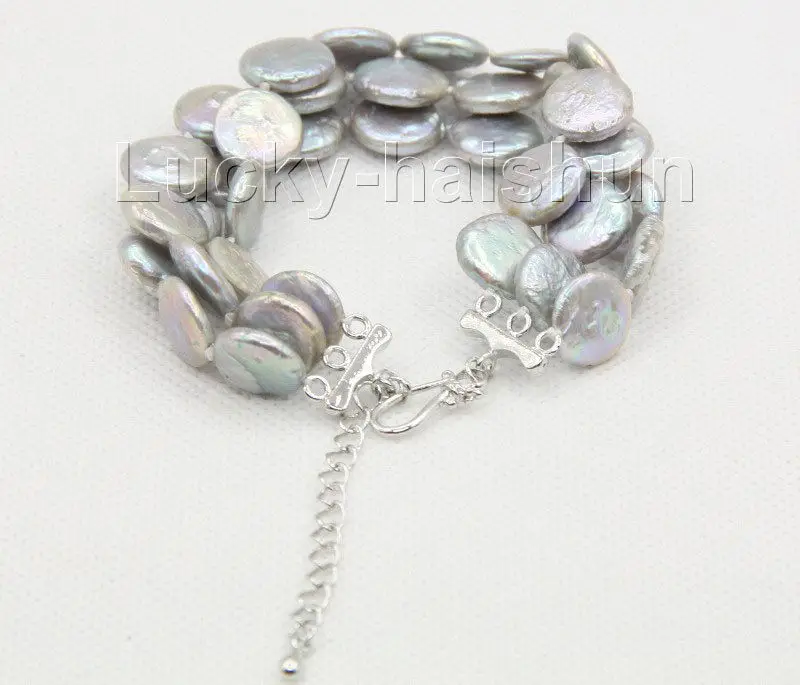 Free Shipping >> new hot adjustable 7"-9.5" 3row 12mm coin fastener gray pearls bracelet j1003
Free Shipping >> new hot adjustable 7"-9.5" 3row 12mm coin fastener gray pearls bracelet j1003