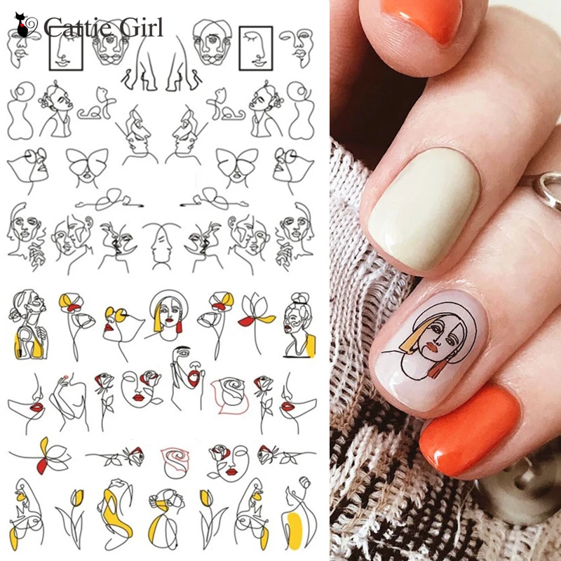 12sheets/set Line Image Nail Water Decals Abstract Nails Stickers Black Line Woman Nail Art Transfer Sticker Tattoo Decals Set
12sheets/set Line Image Nail Water Decals Abstract Nails Stickers Black Line Woman Nail Art Transfer Sticker Tattoo Decals Set
