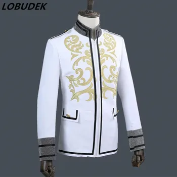 Chinese style Blazers White Embroidery fahion slim male jacekt Prom Nightclub Host stage costumes Singer Dancer performance coat
Chinese style Blazers White Embroidery fahion slim male jacekt Prom Nightclub Host stage costumes Singer Dancer performance coat