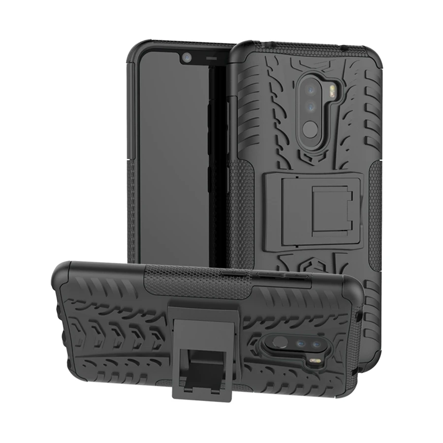 Для Xiaomi Pocophone F1 Kickstand Жесткий Чехол Armor Heavy Duty Резина силиконовая ТПУ телефон