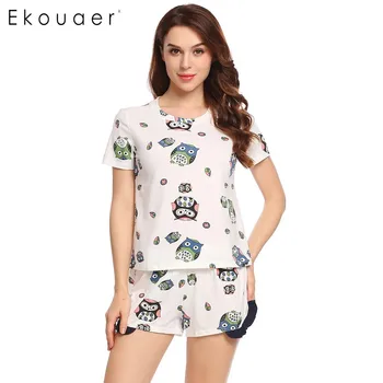 Ekouaer Sleepwear 2020 Women O-Neck Short Sleeve Print Owl Nightshirt Summer Casual Ruffles Pj Short Pajamas Set Hot Sale
Ekouaer Sleepwear 2020 Women O-Neck Short Sleeve Print Owl Nightshirt Summer Casual Ruffles Pj Short Pajamas Set Hot Sale