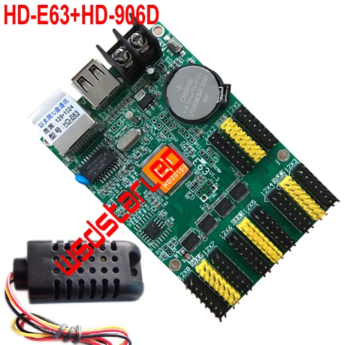 HD-E63+HD-906D Temperature+Humidity sensor 8*HUB12 & 4*HUB08 Ethernet & USB port Single and Dual color LED display controller
HD-E63+HD-906D Temperature+Humidity sensor 8*HUB12 & 4*HUB08 Ethernet & USB port Single and Dual color LED display controller
