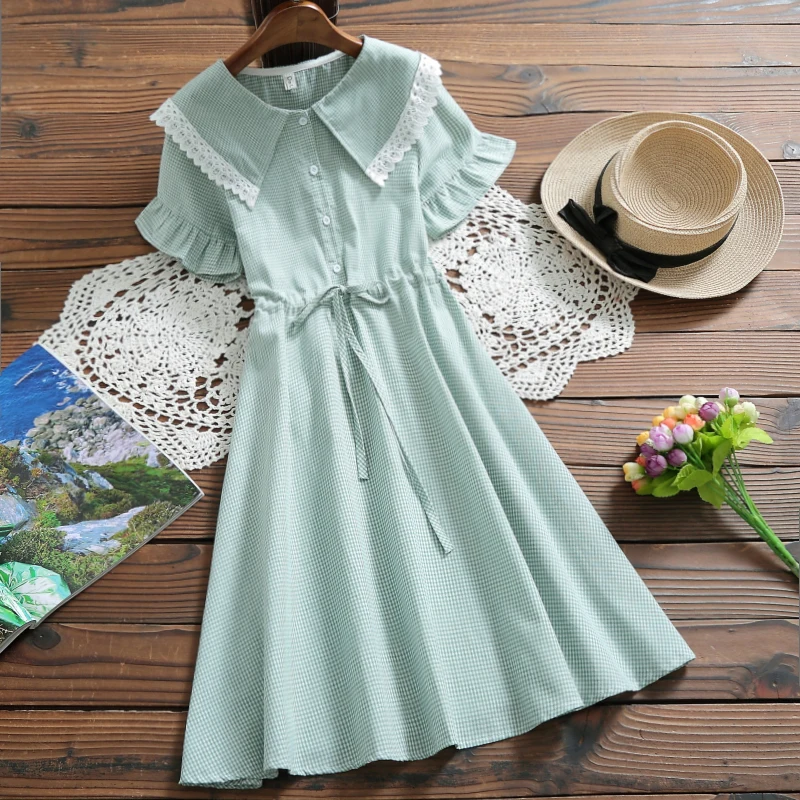 Japanese Mori Girl Sweet Summer Dress 2019 New Women Doll Collar Short Sleeve Cotton Dresses Green,Pink Kawaii Clothing
Japanese Mori Girl Sweet Summer Dress 2019 New Women Doll Collar Short Sleeve Cotton Dresses Green,Pink Kawaii Clothing
