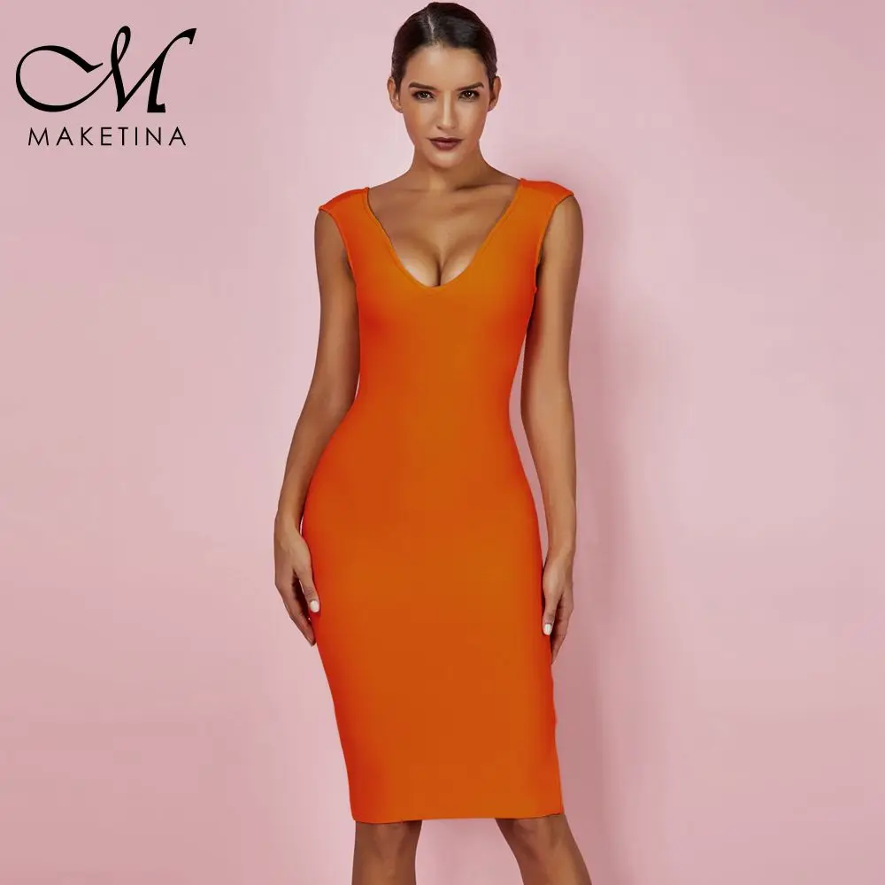 Maketina Women Bodycon Bandage Dress 2019 Sexy Deep V Neck Orange Bandage Dresses Spaghetti Strap Summer Rayon Bandage Dress
Maketina Women Bodycon Bandage Dress 2019 Sexy Deep V Neck Orange Bandage Dresses Spaghetti Strap Summer Rayon Bandage Dress