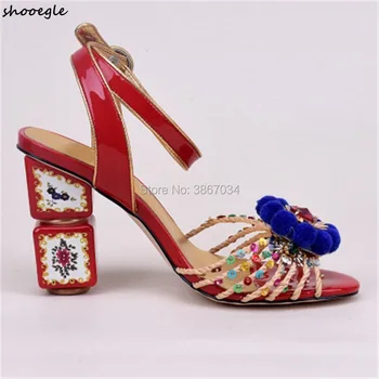 SHOOEGLE Wedding Shoes Women Pom Pom Sandals Block Strange High Heels Gladiator Bohemia Sandles Party Heels
SHOOEGLE Wedding Shoes Women Pom Pom Sandals Block Strange High Heels Gladiator Bohemia Sandles Party Heels