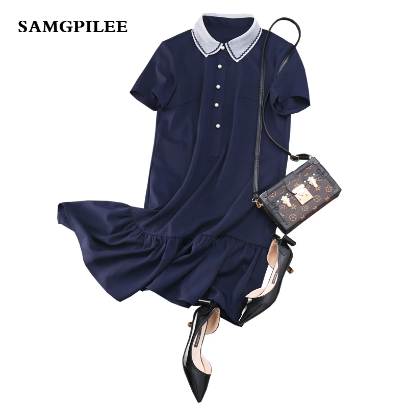 2019 Limited New A-line Solid Short Sleeve Appliques Knee-length Natural Turn-down Collar Summer Women Dress
2019 Limited New A-line Solid Short Sleeve Appliques Knee-length Natural Turn-down Collar Summer Women Dress