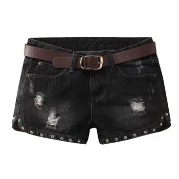 Summer Korean Style Casual 2017 Women Ripped Hole Rhinestone Rivet Black Denim Shorts , Low Waisted Female Woman Jeans Shorts
Summer Korean Style Casual 2017 Women Ripped Hole Rhinestone Rivet Black Denim Shorts , Low Waisted Female Woman Jeans Shorts