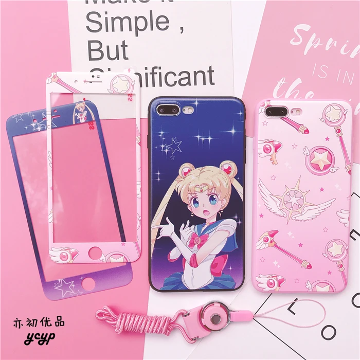 For iphone XR Cardcaptor Sakura Case +Tempered Glass Screen film for iphone X XS XS Max 7 8plus 6S plus Sailor Moon Cover+Strap
For iphone XR Cardcaptor Sakura Case +Tempered Glass Screen film for iphone X XS XS Max 7 8plus 6S plus Sailor Moon Cover+Strap