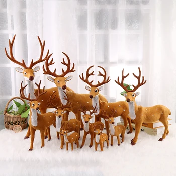 

15/30cm Simulation Sika Deer Christmas Deer Plush Deer Reindeer Standing Xmas Elk Tree Party Ornaments Decoration Props