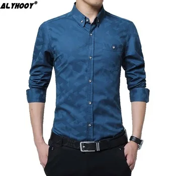 2017 Top Fashion Men Shirt Luxury Brand Long Sleeve Formal Cotton Shirt Slim Plus Size Business Casual Chemise Homme Camisa
