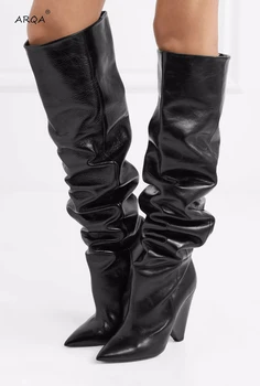 2019 Roman style fashion ladies new fold knee boots with pointed leather knight boots Women Long Boots Big Size
2019 Roman style fashion ladies new fold knee boots with pointed leather knight boots Women Long Boots Big Size