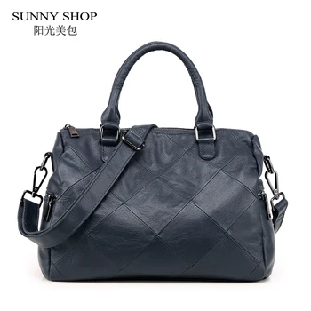 SUNNY SHOP 100% Genuine Leather Bag Women 2018 Soft Natural Leather Handbags Plaid Vintage Shoulder Bag Small Messenger Bag Blue 
SUNNY SHOP 100% Genuine Leather Bag Women 2018 Soft Natural Leather Handbags Plaid Vintage Shoulder Bag Small Messenger Bag Blue