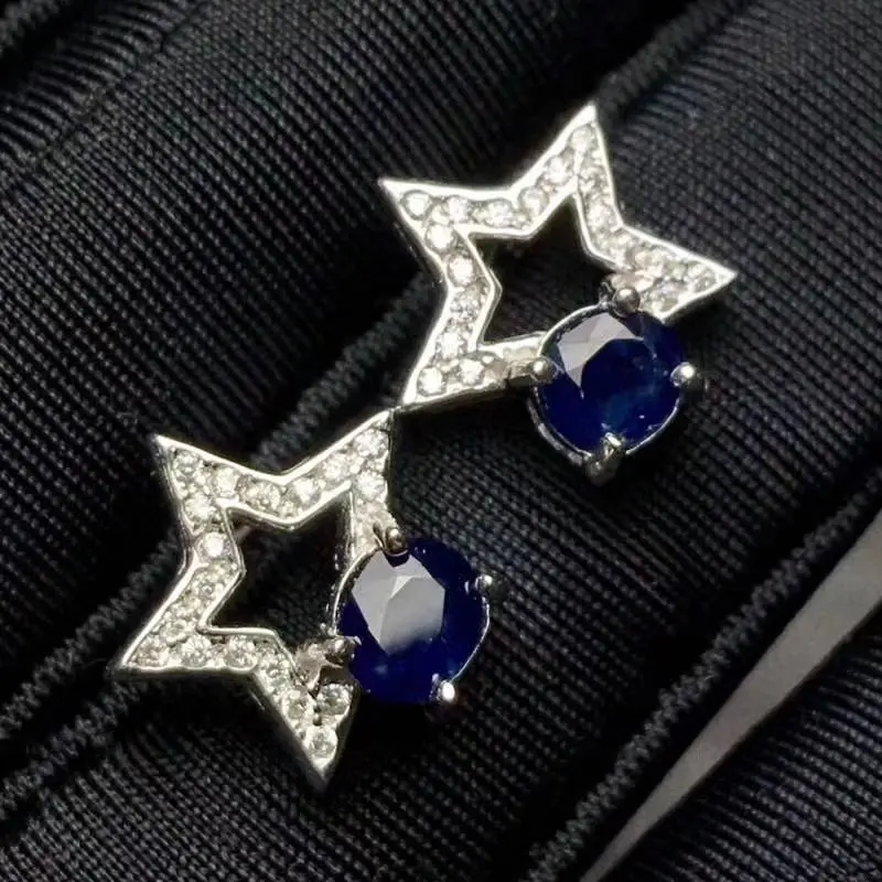Верность естественно 5 мм сапфировые серьги s925 Серебряная Звезда fine jewelry подарок