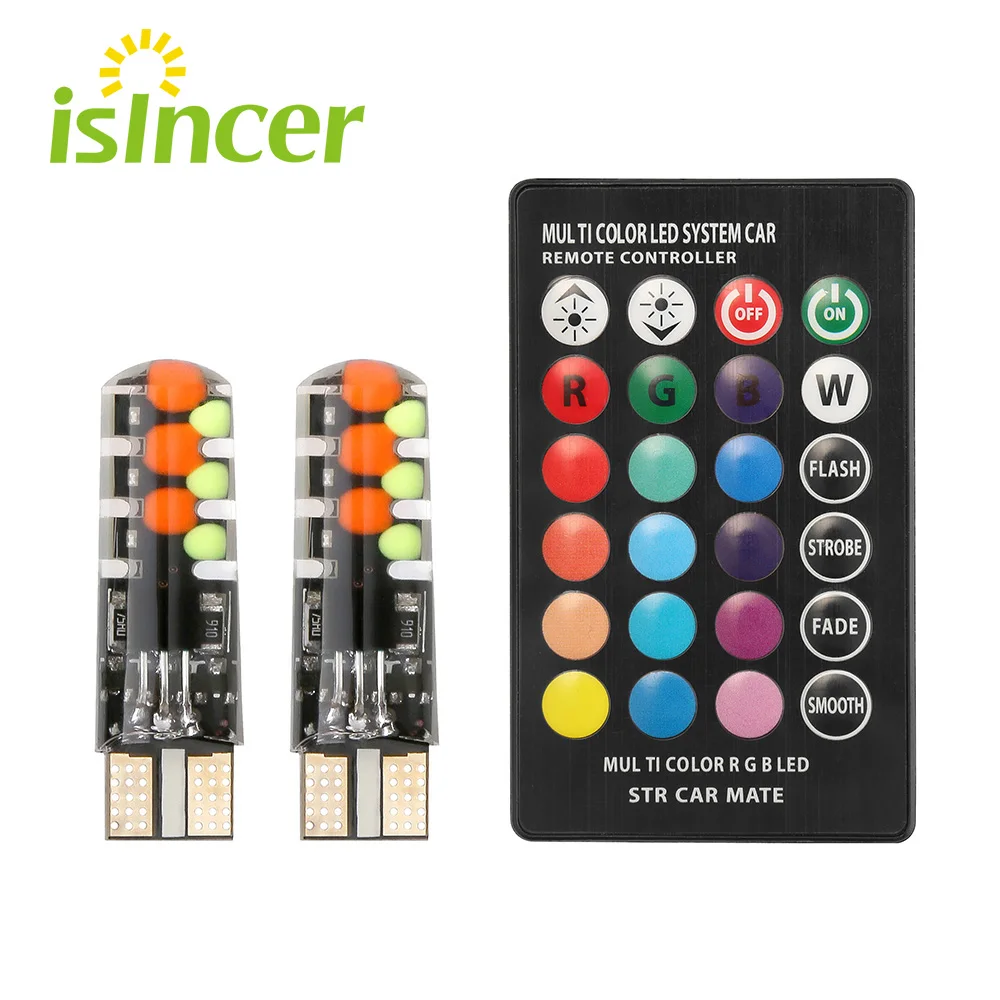 Новый универсальный автомобильный светодиод W5W T10 RGB COB 12SMD габаритные огни s