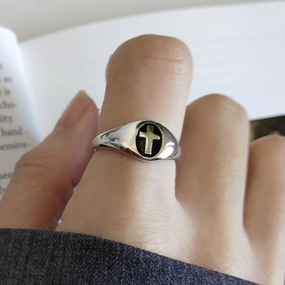 925 Silver Holy Cross Signet Ring Prayer Christian Jesus Religious Cocktail Black Cross Ring For Men Women Party Jewelry
925 Silver Holy Cross Signet Ring Prayer Christian Jesus Religious Cocktail Black Cross Ring For Men Women Party Jewelry