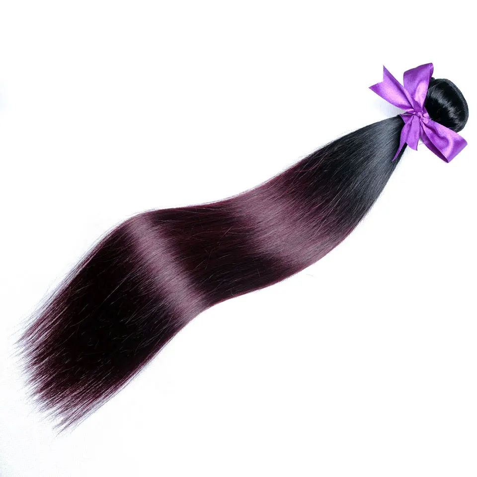 1B Burgundy Ombre 4 Bundles Deals Brazilian Straight Hair Weave Bundle Red Color Human Hair Extension Pinshair Nonremy No Tangle (8)