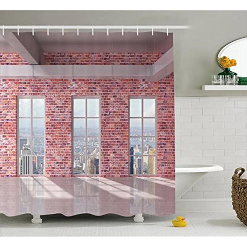 Vixm Modern Decor Shower Curtain Red Brick Wall Loft Interior with Windows to City Urban Contemporary Fabric Bath Curtains
Vixm Modern Decor Shower Curtain Red Brick Wall Loft Interior with Windows to City Urban Contemporary Fabric Bath Curtains