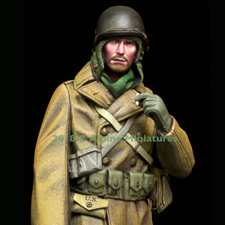 

1/16 WW2 US Infantry Winter 44-45, 2 heads, Resin Model Soldier GK, World War II military theme, Unassembled and unpainted kit