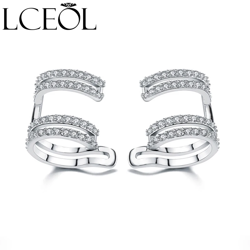 LCEOL White Gold Colour Earrings No Ear Hole Paved 3 A+ Cubic Zirconia Micro pave With CZ Clip On Earrings For Women
LCEOL White Gold Colour Earrings No Ear Hole Paved 3 A+ Cubic Zirconia Micro pave With CZ Clip On Earrings For Women