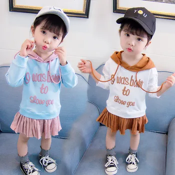 Hot Sale Hooded Sweater Dress for Baby Girls Toddler Autumn Clothes Baby Letter Print Patchwork Dresses Pleated Fake Two Pieces
Hot Sale Hooded Sweater Dress for Baby Girls Toddler Autumn Clothes Baby Letter Print Patchwork Dresses Pleated Fake Two Pieces