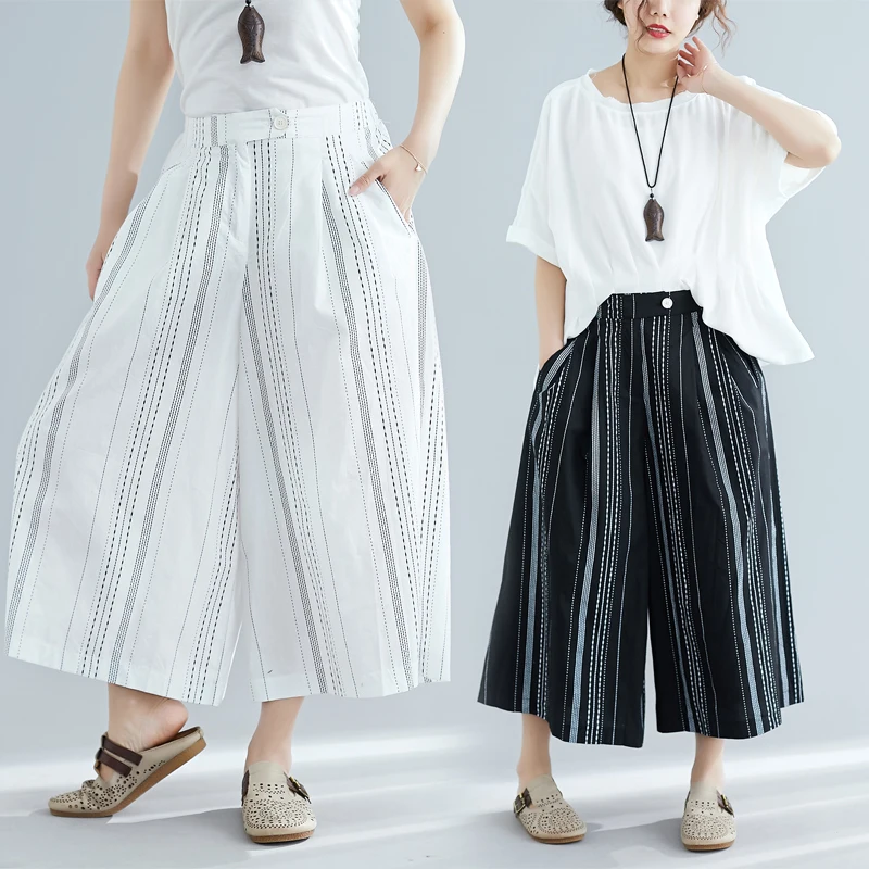#0648 Summer Striped Wide Leg Pants Women Black White Korean Style Casual Vintage Baggy Pants Thin Trousers Ladies Loose
#0648 Summer Striped Wide Leg Pants Women Black White Korean Style Casual Vintage Baggy Pants Thin Trousers Ladies Loose