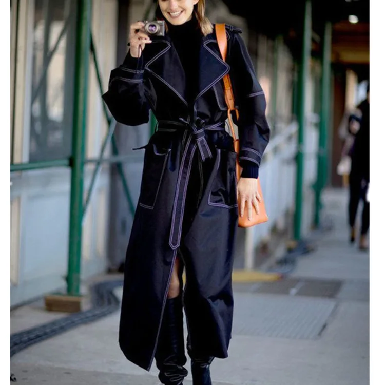 Women fashion elegant white line embroidery blue windbreaker trench coat notched collar long coats outerwear new 2018 autumn
Women fashion elegant white line embroidery blue windbreaker trench coat notched collar long coats outerwear new 2018 autumn
