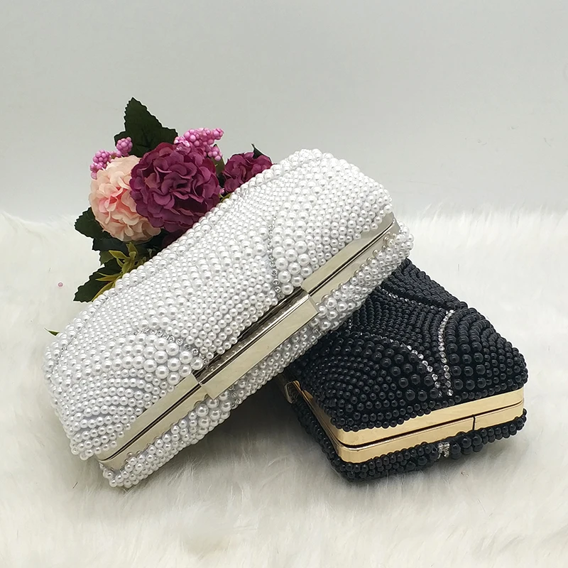 Ladies pearl bridal wedding wallet purses beaded women evening party bags clutches elegant purses White/Black
Ladies pearl bridal wedding wallet purses beaded women evening party bags clutches elegant purses White/Black