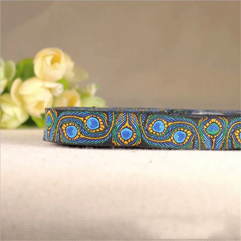 New Peacock feather 5/8"16mm 10 Yard/20 Yard 100% Polyester Woven Jacquard Ribbon For DIY Accessories Headwear Or Dog Collar
New Peacock feather 5/8"16mm 10 Yard/20 Yard 100% Polyester Woven Jacquard Ribbon For DIY Accessories Headwear Or Dog Collar