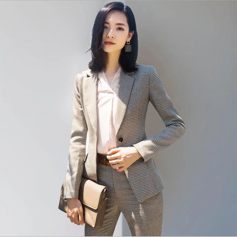 Business Suits,Women Civility Formal Plaid Pant Suits,Office Lady Suit Set,Korean Version Formal Clothes,F18
Business Suits,Women Civility Formal Plaid Pant Suits,Office Lady Suit Set,Korean Version Formal Clothes,F18
