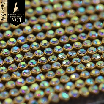 Crystal Castle Sparkle SS8.5 Hotfix Rhinestone Mesh Crystal AB Gold Metal Base Strass Trim Textile Hot fix Rhinestones Sheet
Crystal Castle Sparkle SS8.5 Hotfix Rhinestone Mesh Crystal AB Gold Metal Base Strass Trim Textile Hot fix Rhinestones Sheet