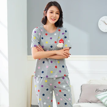 Brand Summer Women's Cartoon Pajamas Cotton Pajama Sets Female Printing Polka Dot Sleepwear Casual Mujer Pyjama 3XL Home Clothes
Brand Summer Women's Cartoon Pajamas Cotton Pajama Sets Female Printing Polka Dot Sleepwear Casual Mujer Pyjama 3XL Home Clothes