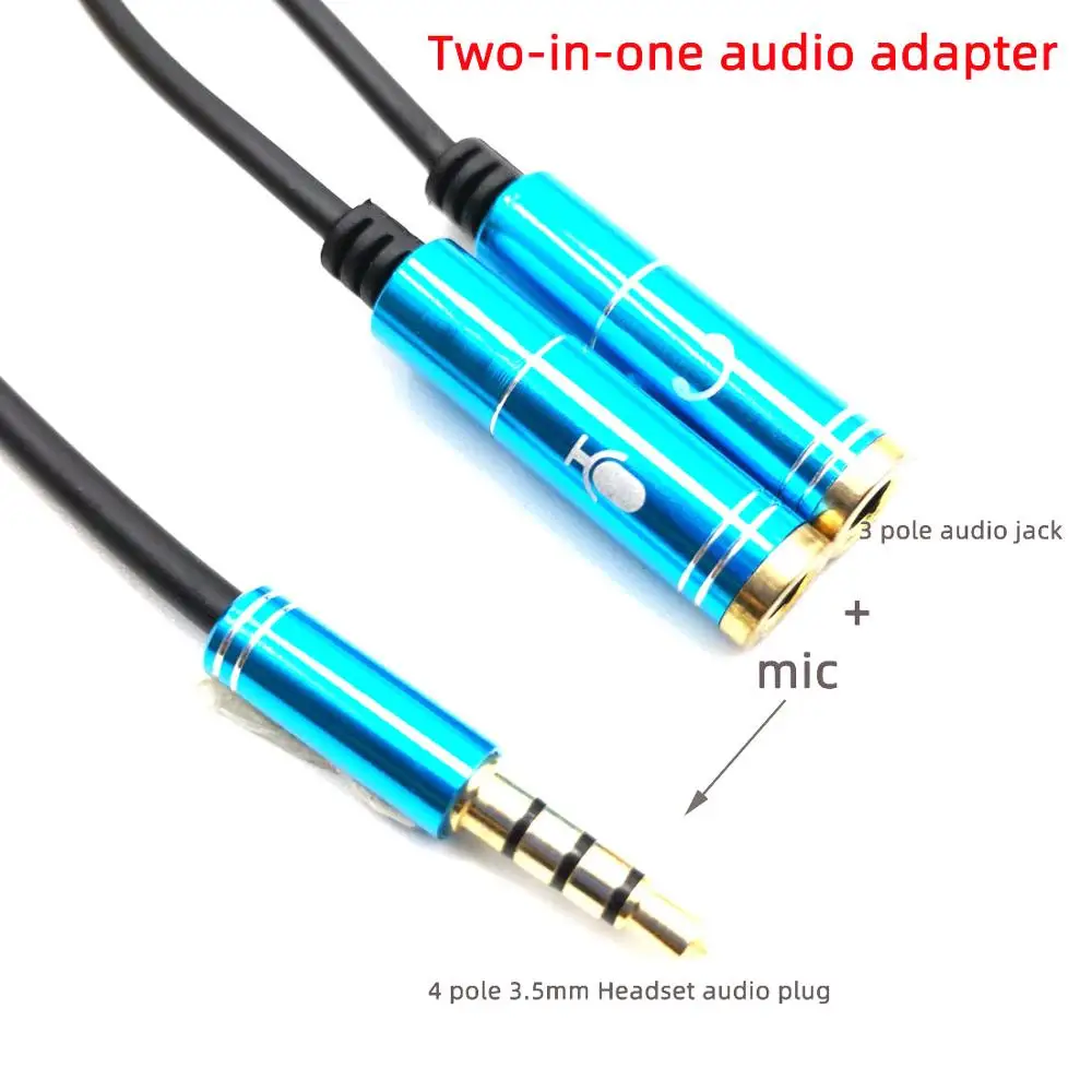 Two-in-one audio Adapter Dual 3.5 MM Headphone Plug Audio Cables Splitter Microphone+Stereo plug 2 in 1 4 pole Headset Connector
Two-in-one audio Adapter Dual 3.5 MM Headphone Plug Audio Cables Splitter Microphone+Stereo plug 2 in 1 4 pole Headset Connector