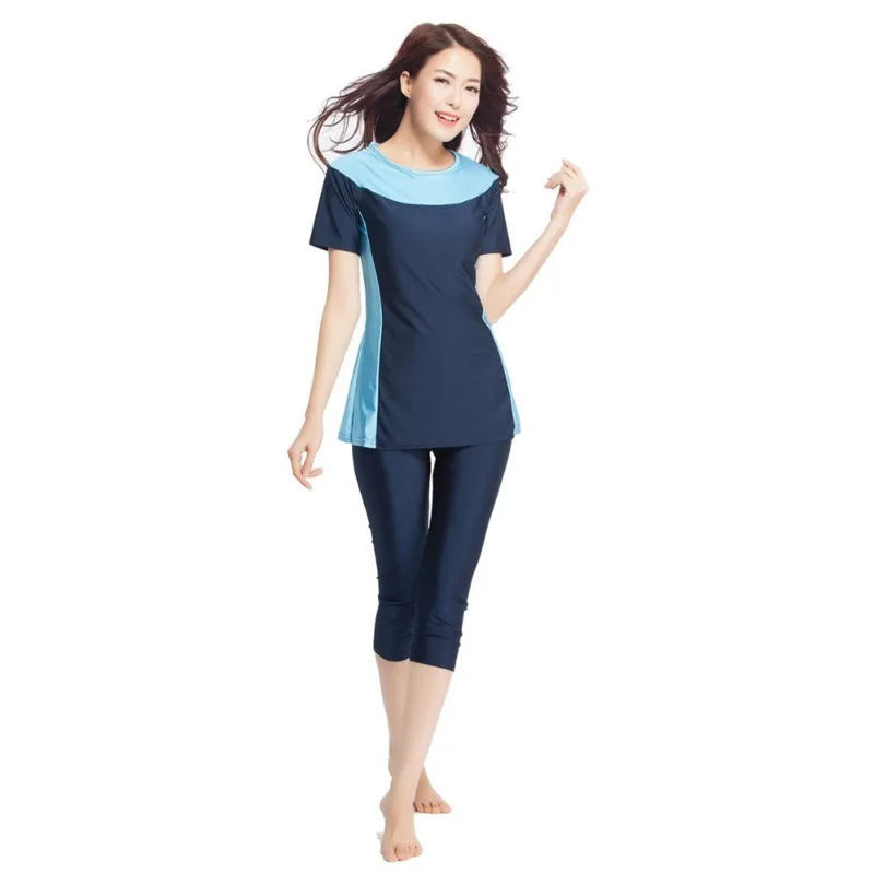 Islamic Swimsuit Women Navy Blue Muslim Hui Conservative Swimming Modest Swim Wear Suit Twinset Islam Short Sleeve Plus Size 3XL
Islamic Swimsuit Women Navy Blue Muslim Hui Conservative Swimming Modest Swim Wear Suit Twinset Islam Short Sleeve Plus Size 3XL