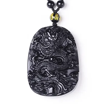 Natural Obsidian Dragon Pendant Necklace Man Exquisito Charm Jewellery Fashion Accessories Hand-Carved Luck Amulet Gifts
Natural Obsidian Dragon Pendant Necklace Man Exquisito Charm Jewellery Fashion Accessories Hand-Carved Luck Amulet Gifts