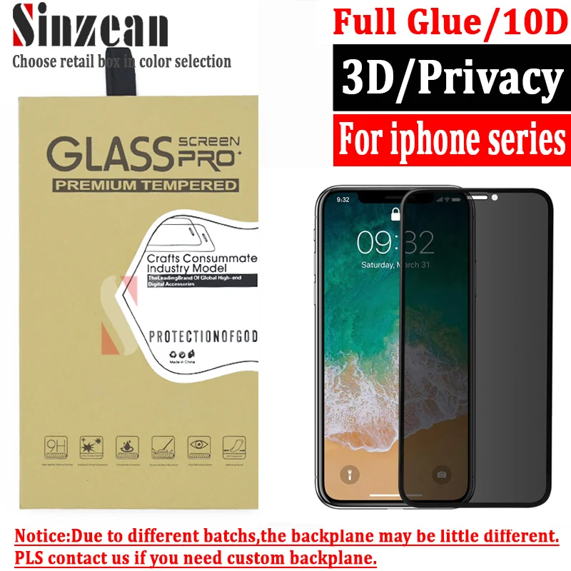 Sinzean 30PCS 10D Privacy Full glass For iPhone Xs max/XS/XR/8 plus/7 plus/6 plus 3D Privacy tempered glass screeen protector
Sinzean 30PCS 10D Privacy Full glass For iPhone Xs max/XS/XR/8 plus/7 plus/6 plus 3D Privacy tempered glass screeen protector