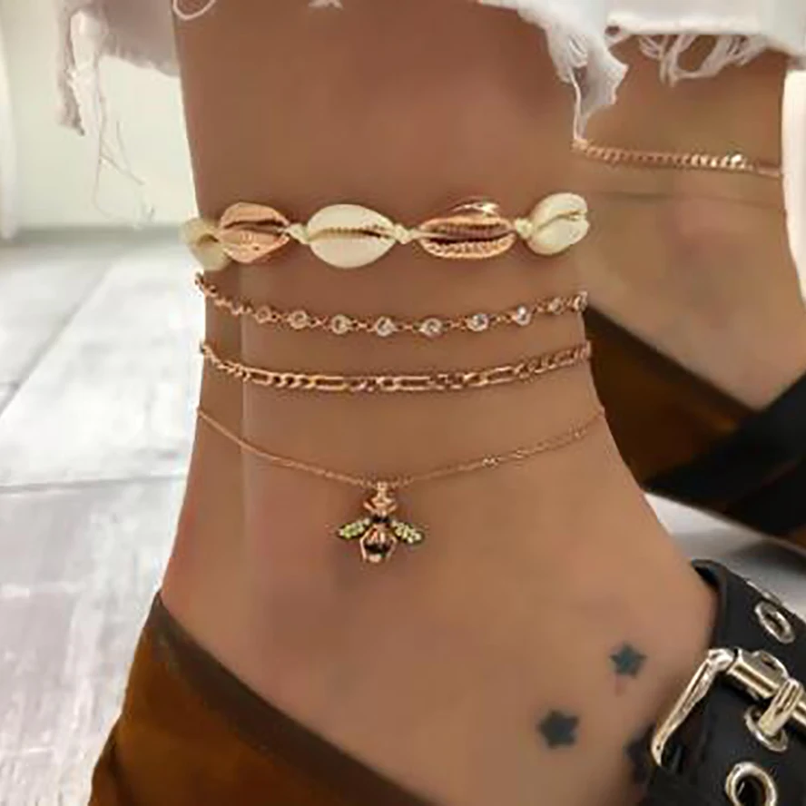 4 Pcs/set 2019 Anklets for Women Shell Foot Jewelry Anklet Metal Chain Summer Beach Fashion Bee Dangle Vintage Animals Wedding
4 Pcs/set 2019 Anklets for Women Shell Foot Jewelry Anklet Metal Chain Summer Beach Fashion Bee Dangle Vintage Animals Wedding