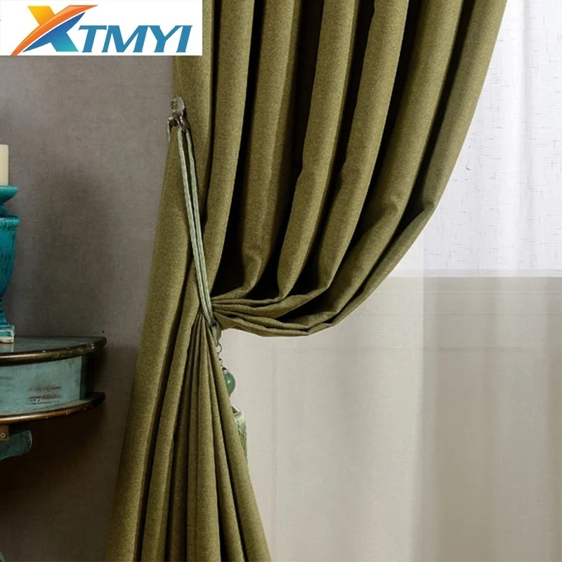 Modern Style Pure Color Luxury Curtains Doors For Living Room