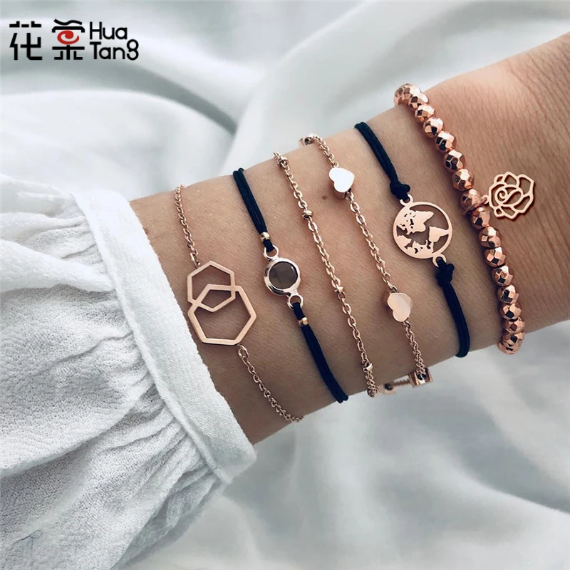HuaTang Boho Bracelets Set for Women Gold Color Geometric Multi-layer Adjustable Black Rope Beaded Pendant Bracelet Jewelry 7122
HuaTang Boho Bracelets Set for Women Gold Color Geometric Multi-layer Adjustable Black Rope Beaded Pendant Bracelet Jewelry 7122