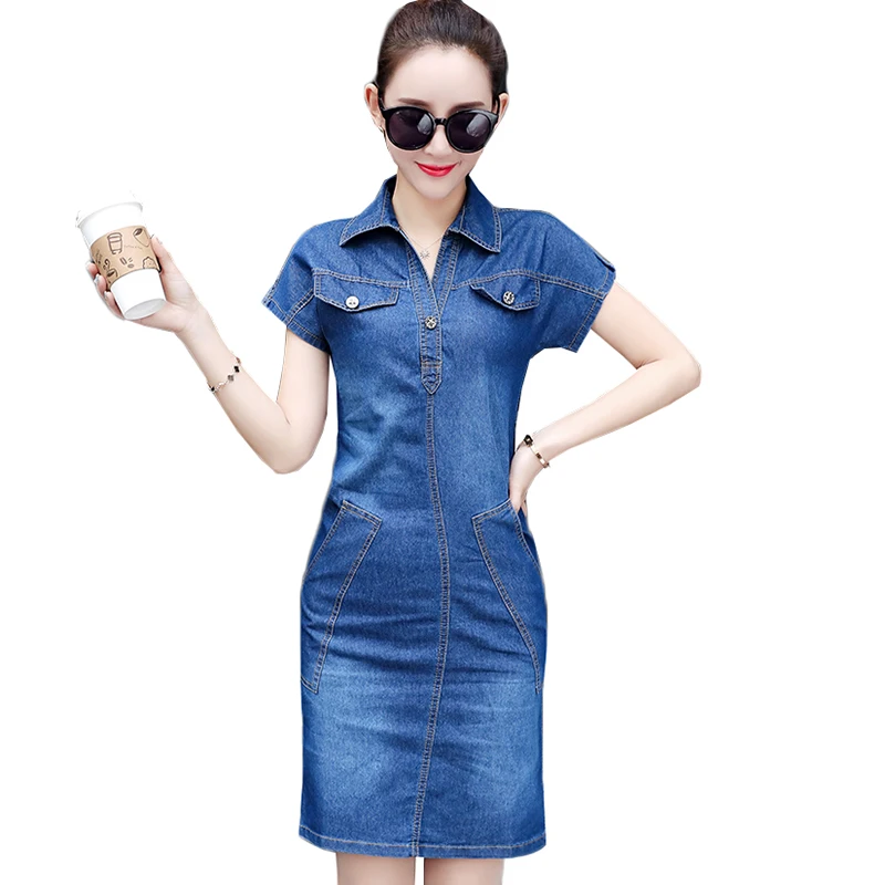 2019 Summer Denim Dress Women Plus Size S-5XL Short Sleeve Sexy Casual Party Office Jeans Dresses Vestidos Women Clothing AA629
2019 Summer Denim Dress Women Plus Size S-5XL Short Sleeve Sexy Casual Party Office Jeans Dresses Vestidos Women Clothing AA629