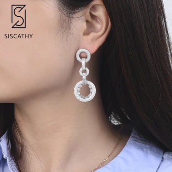 SisCathy 23*54 mm Fashion Geometric Earrings Buckle Round Shape Cubic Zirconisa Dangle Drop Earrings For Wedding Engagement
SisCathy 23*54 mm Fashion Geometric Earrings Buckle Round Shape Cubic Zirconisa Dangle Drop Earrings For Wedding Engagement