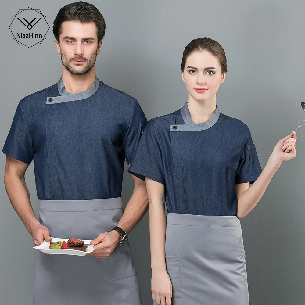 Short Sleeve Food Service chef restaurant uniform Unisex Oblique collar hotel Bakery catering Chef Jacket Kitchen work clothes
Short Sleeve Food Service chef restaurant uniform Unisex Oblique collar hotel Bakery catering Chef Jacket Kitchen work clothes