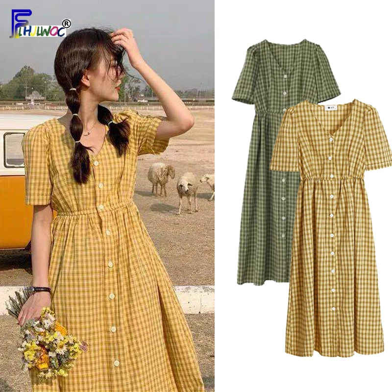 Plaid Dresses Summer Women Korean Japan Preppy Style Clothes V Neck Pink Red Party Floral Print Vintage Shirt Dress Cotton
Plaid Dresses Summer Women Korean Japan Preppy Style Clothes V Neck Pink Red Party Floral Print Vintage Shirt Dress Cotton